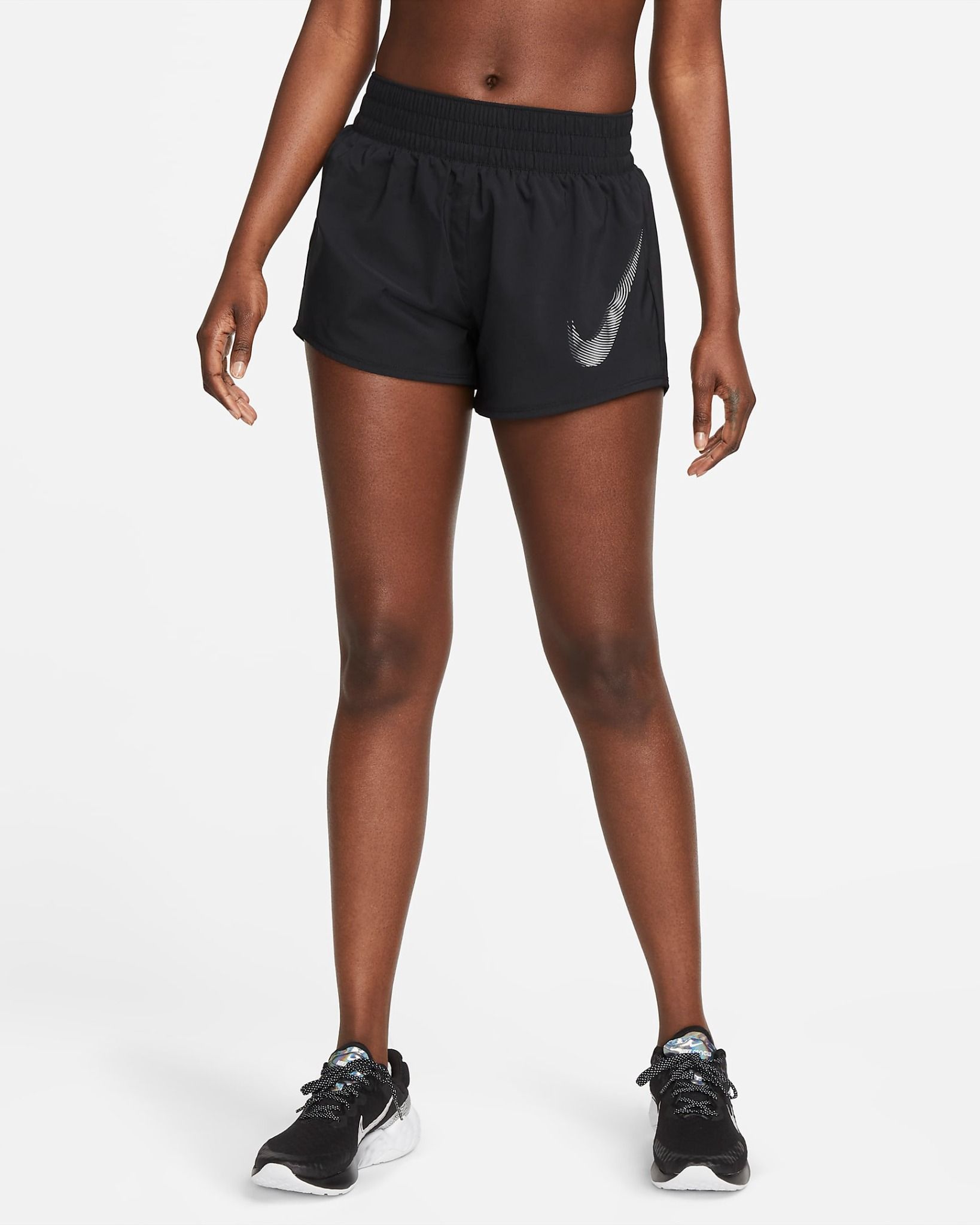 Nike - Quần ngắn chạy bộ Nữ Dri-FIT One Swoosh Women's Mid-Rise Brief-Lined Running Shorts