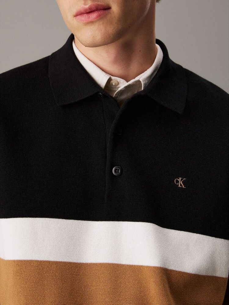 Calvin Klein - Áo len có cổ CK nam Half Milano Placed Stripe Polo