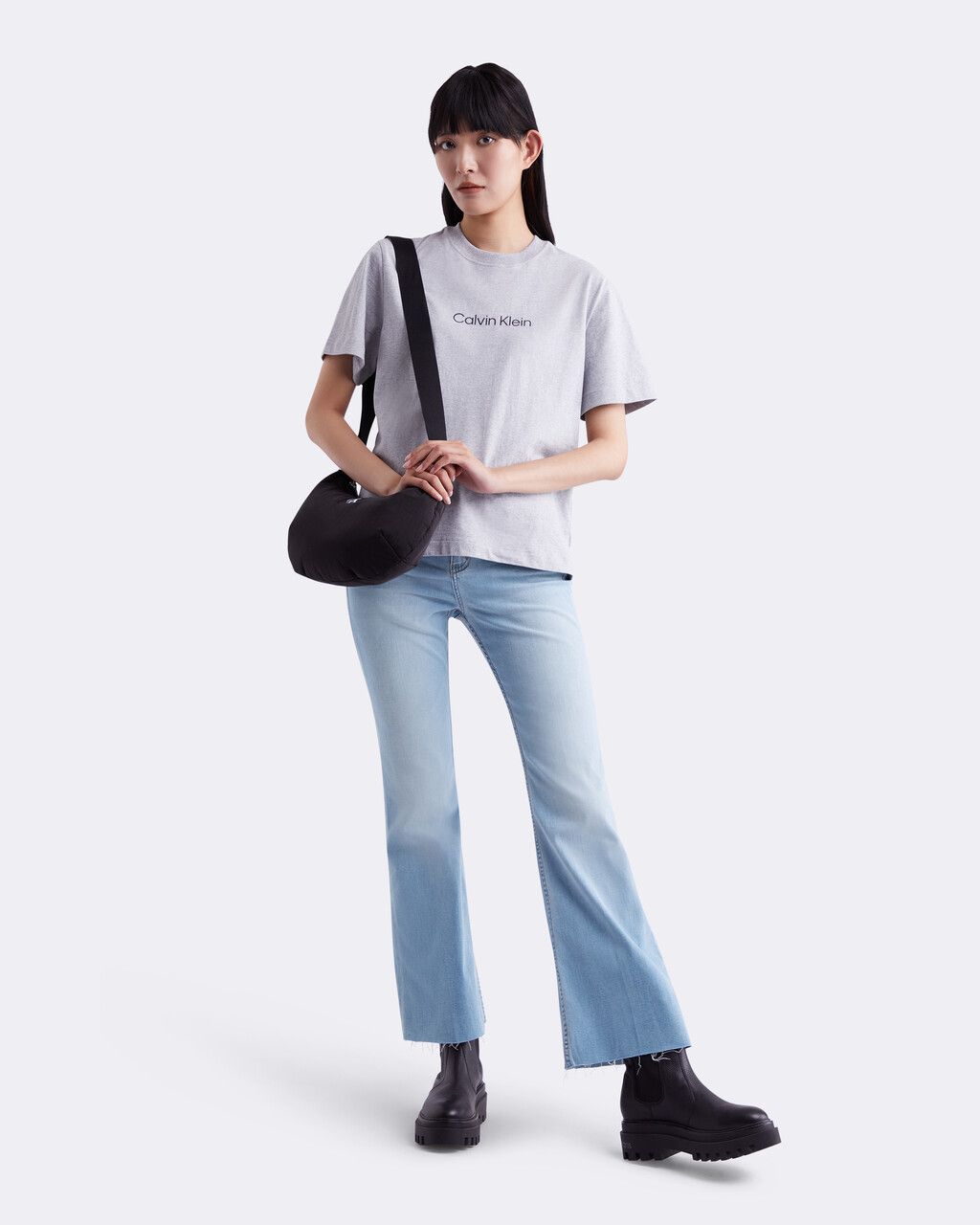 Calvin Klein - Quần jeans dài CK nữ Distressed High Rise Flare Jeans