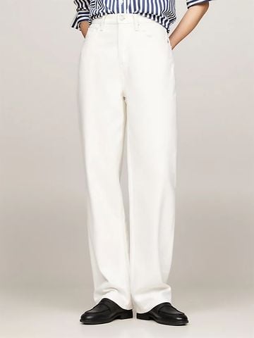 Tommy Hilfiger - Quần jeans ống rộng nữ White High Rise Straight Leg Jeans