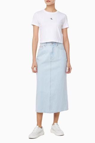 Calvin Klein - Váy jeans CK nữ Bleached Indigo Denim Column Skirt