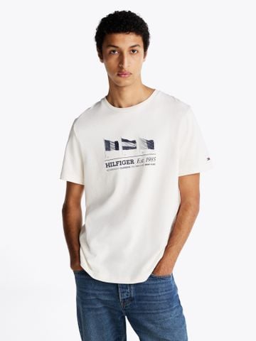 Tommy Hilfiger - Áo phông tay ngắn nam Embroidered Tees with Hilfiger Flags