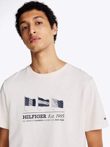Tommy Hilfiger - Áo phông tay ngắn nam Embroidered Tees with Hilfiger Flags