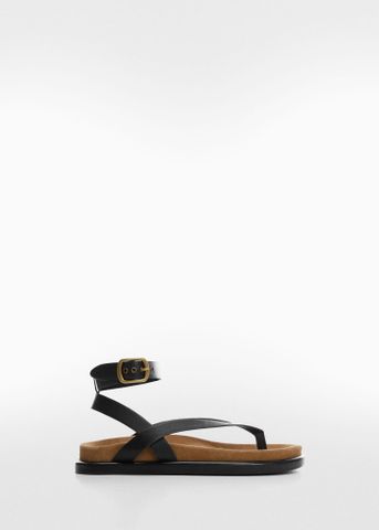 Mango - Xăng đan nữ Buckle Leather Sandals