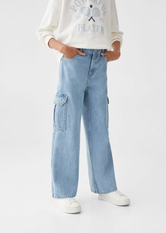 Mango - Quần jeans bé gái Wideleg Cargo Jeans