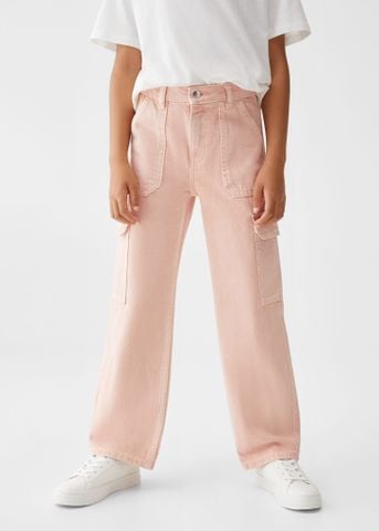 Mango - Quần jeans bé gái Cotton Cargo Trousers