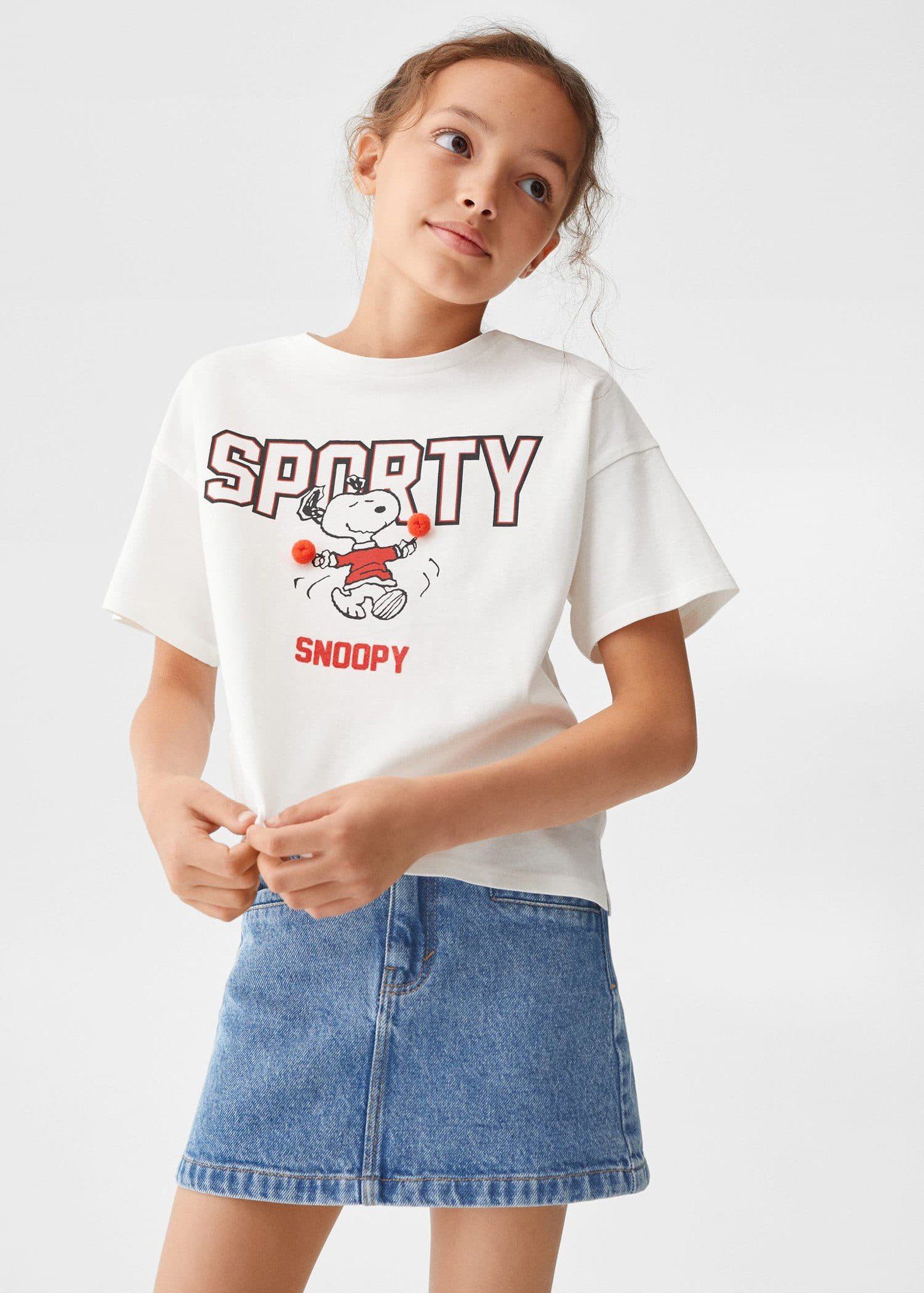 Mango - Áo tay ngắn bé gái Snoopy Printed T-shirt