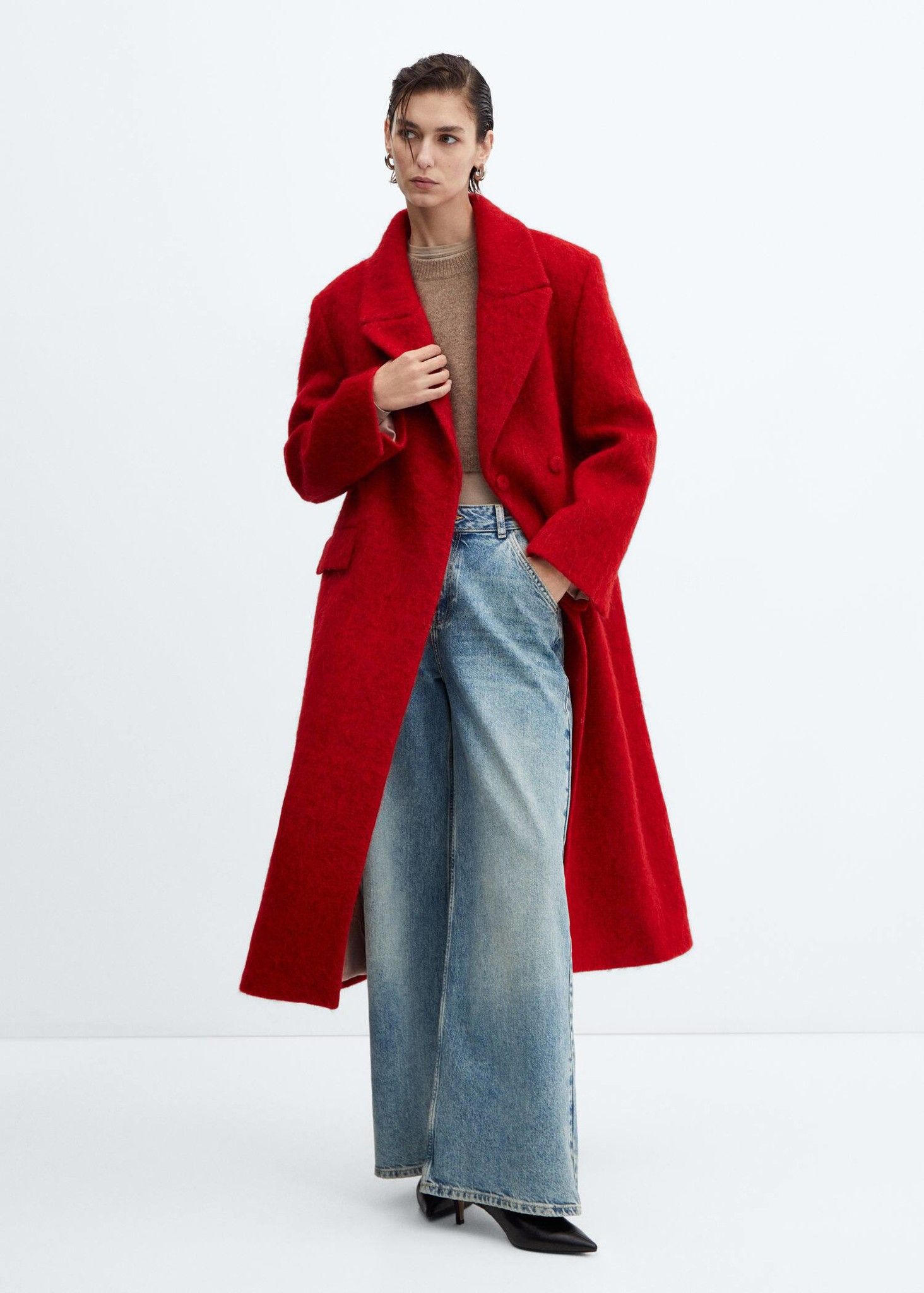 Mango - Áo khoác nữ Long Alpaca Wool Coat