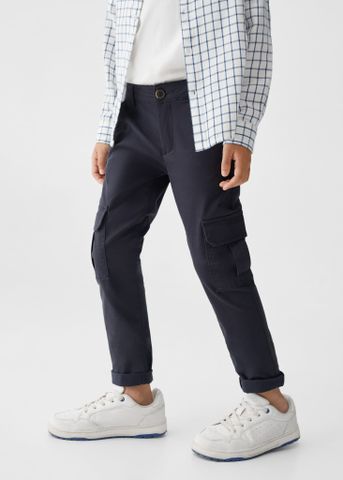 Mango - Quần dài bé trai Washed Cotton-blend Cargo Trousers