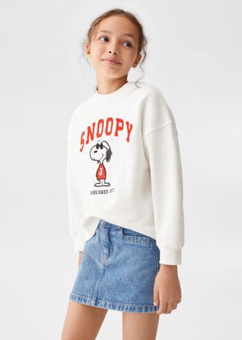 Mango - Áo nỉ bé gái Snoopy Cotton Sweatshirt