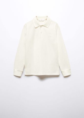 Mango - Áo thun có cổ bé trai Long Sleeves Cotton Polo