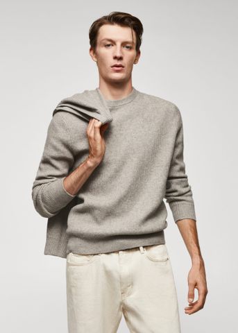Mango - Áo len nam Ribbed knit Sweater