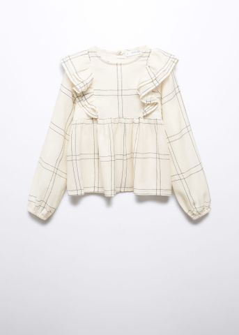 Mango - Áo thời trang bé gái Striped Ruffled Blouse