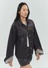 Mango - Áo khoác nữ Oversized foil denim jacket