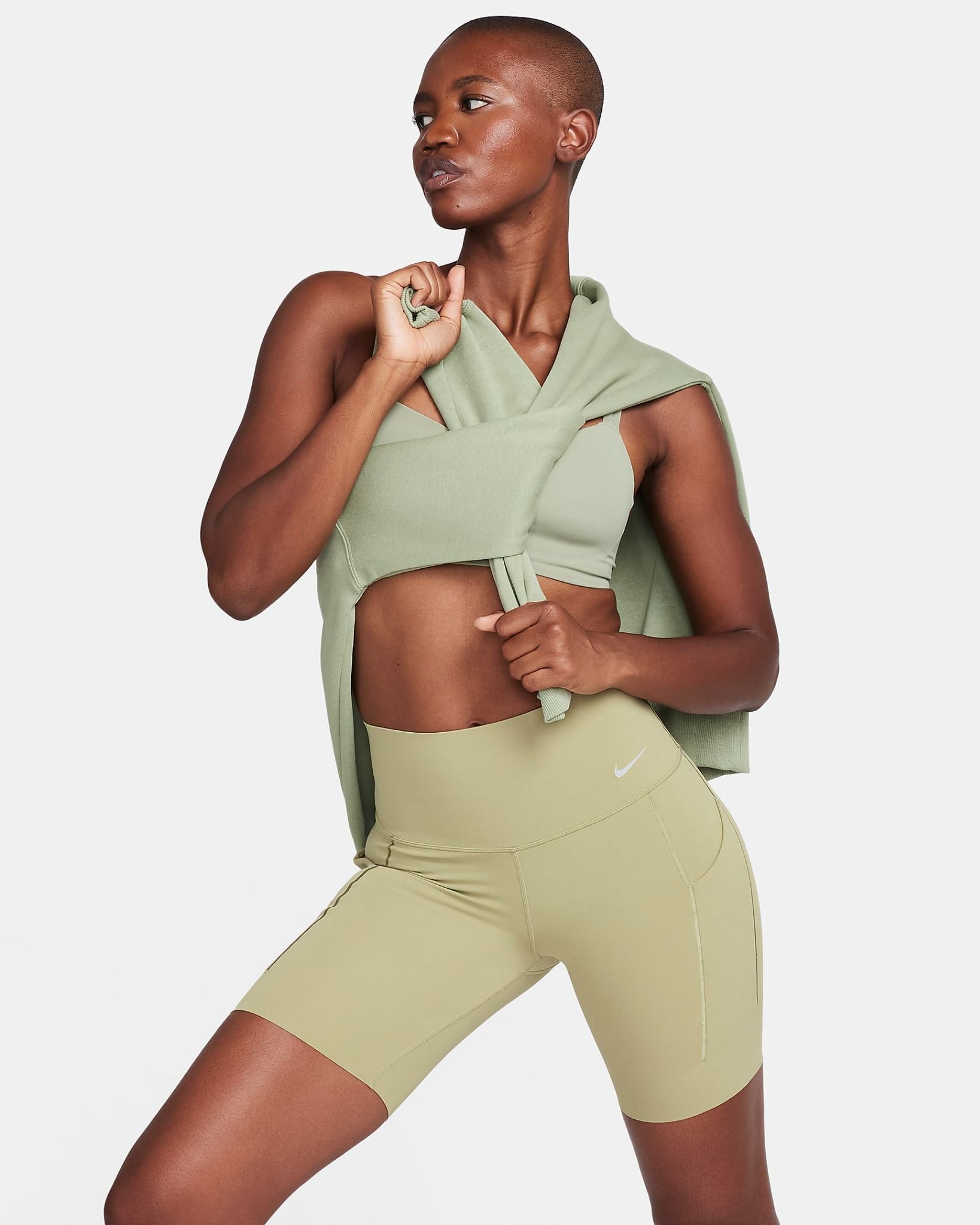 Nike - Quần ngắn ống ôm Nữ Universa Women's Medium-Support High-Waisted Biker Shorts with Pockets