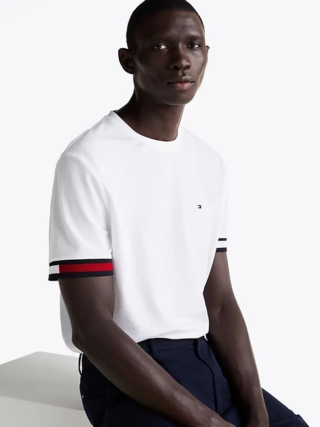 Tommy Hilfiger - Áo phông tay ngắn nam Global Stripe Cuffs T-Shirt