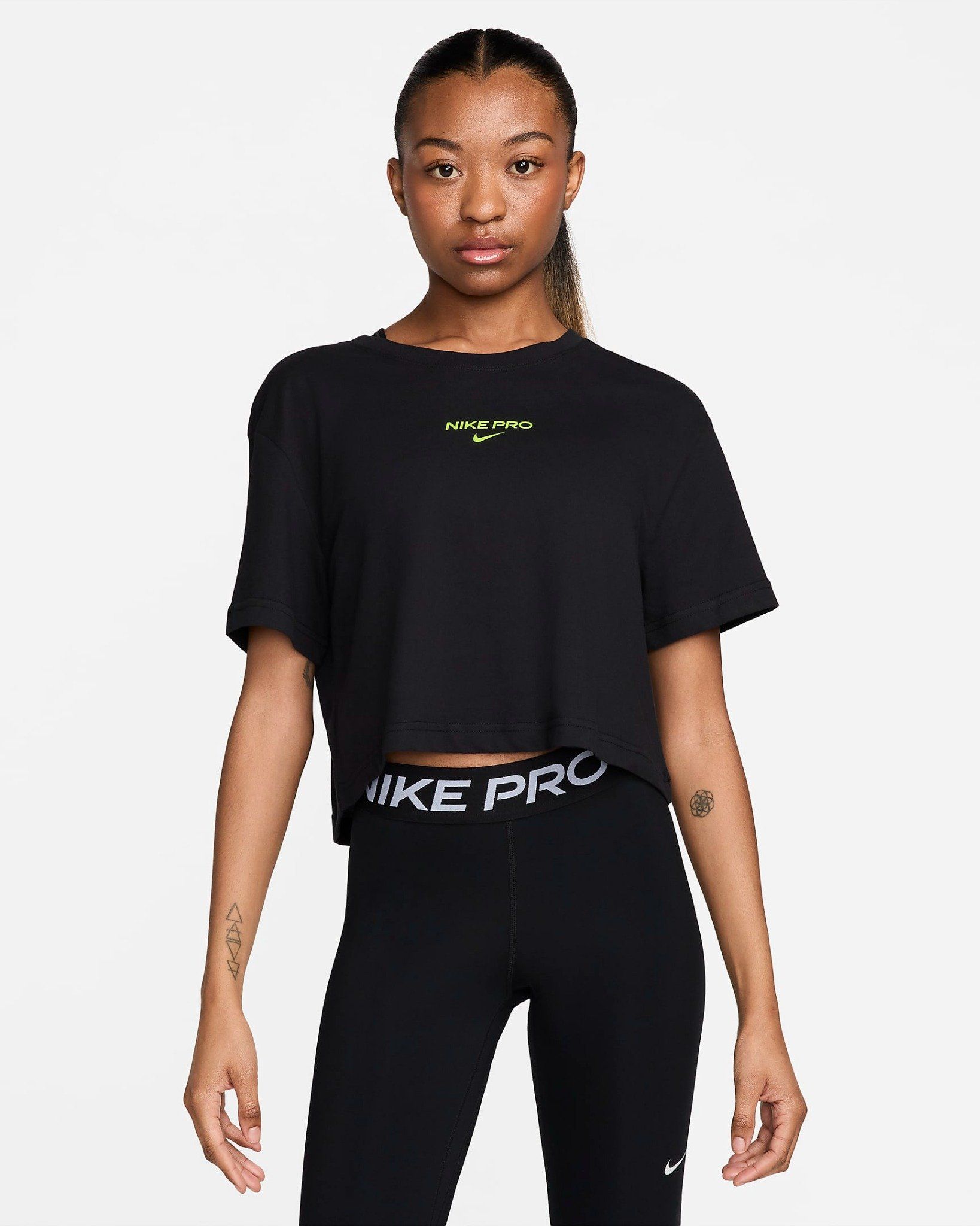 Nike - Áo thun tay ngắn thể thao Nữ Pro Women's Dri-FIT Short-Sleeve Cropped Tee