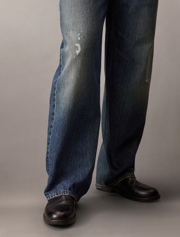 Calvin Klein - Quần jeans ống rộng CK nam Baggy Faded Ck Blue Jean