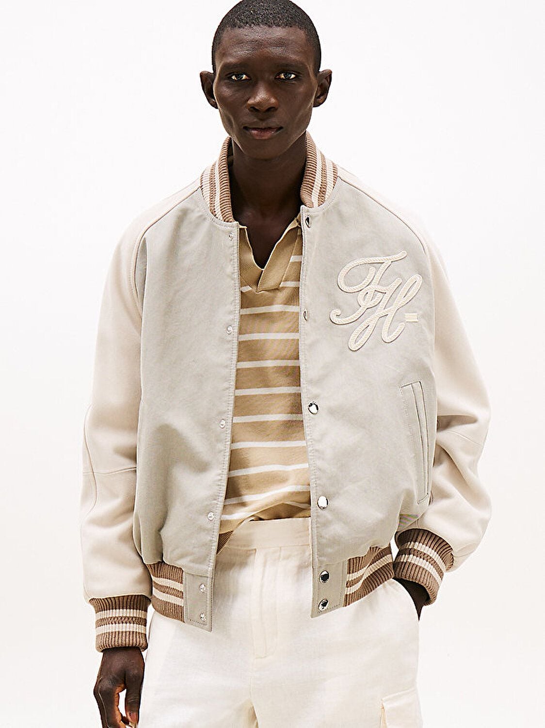 Tommy Hilfiger - Áo khoác ấm tay dài nam Suede Varsity Bomber Jacket