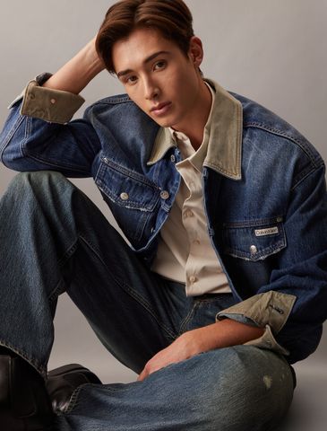 Calvin Klein - Quần jeans ống rộng CK nam Baggy Faded Ck Blue Jean