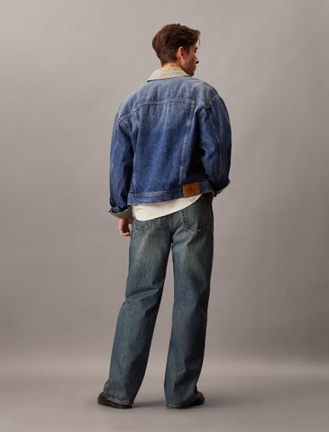 Calvin Klein - Quần jeans ống rộng CK nam Baggy Faded Ck Blue Jean