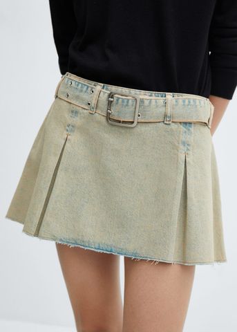Mango - Chân váy nữ Denim mini-skirt with belt