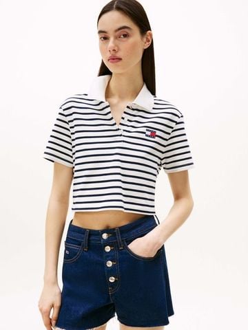 Tommy Hilfiger - Áo polo tay ngắn nữ TH Crop Badge Slim Polo