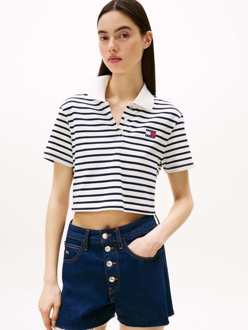 Tommy Hilfiger - Áo polo tay ngắn nữ TH Crop Badge Slim Polo