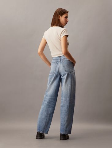Calvin Klein - Quần jeans ống đứng CK nữ Relaxed Tailored Jeans Barrel Gold