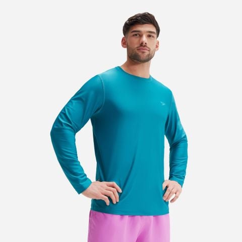 Speedo - Áo bơi tay dài chống nắng nam Men's Speedo Printed Long Sleeve Rash Top
