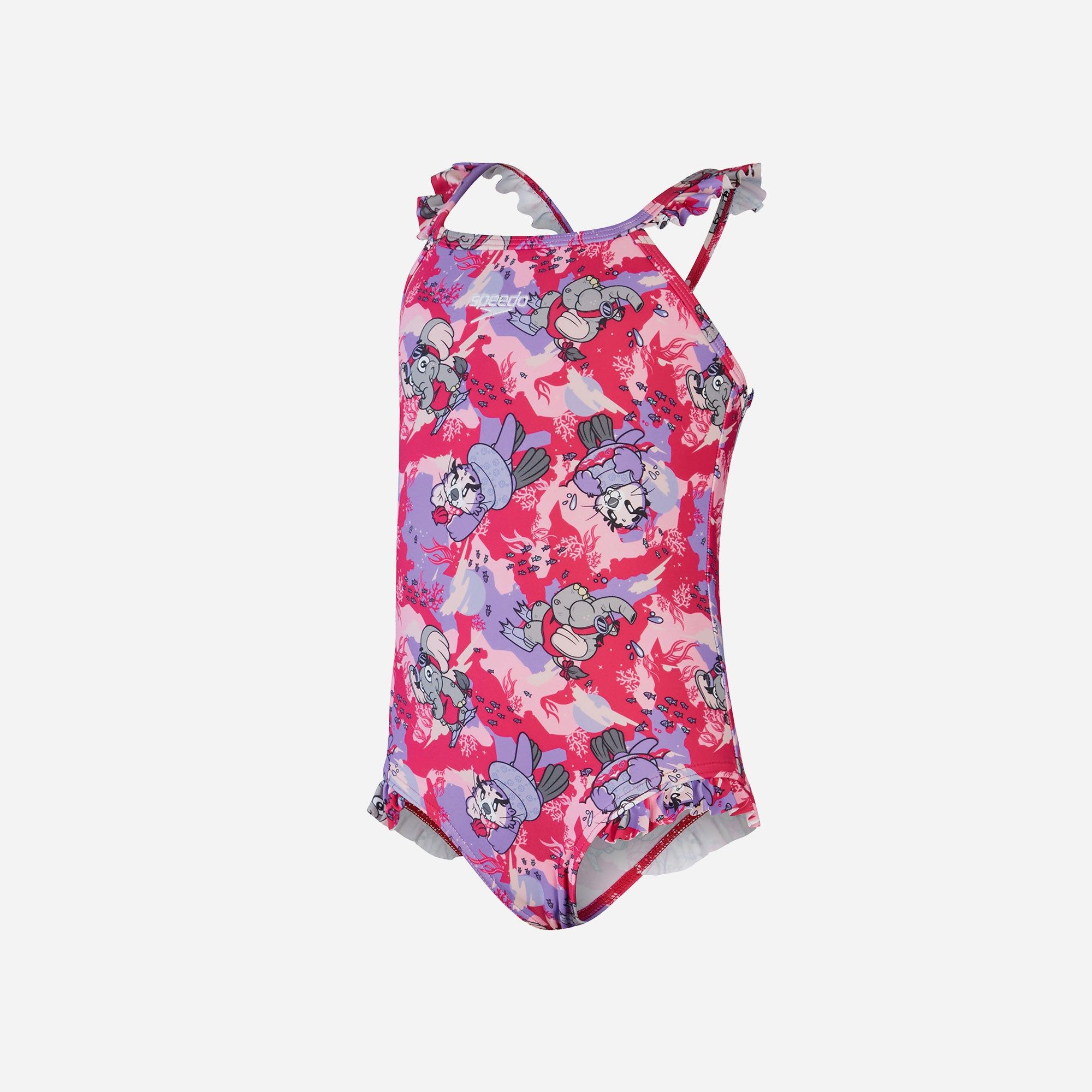 Speedo - Đồ bơi bé gái Toddler Girls Printed Frill Thinstrap