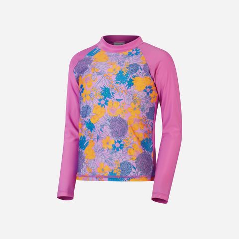 Speedo - Áo bơi tay dài chống nắng bé gái Girls' Speedo Long Sleeve Printed Panel Rash Top