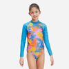 Speedo - Áo bơi tay dài chống nắng bé gái Speedo Long Sleeve Printed Panel Rash Top