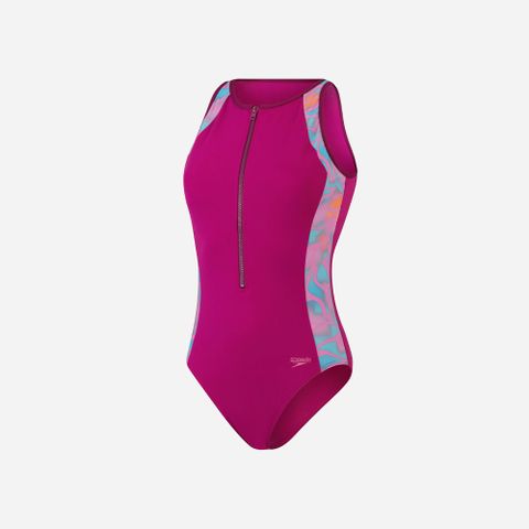 Speedo - Đồ bơi nữ Printed Panel Hydrasuit One Piece Swimwear