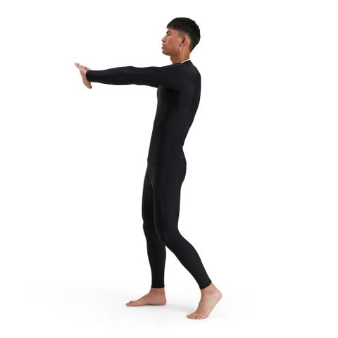 Speedo - Áo bơi tay dài nam Top Am Black White Swimming