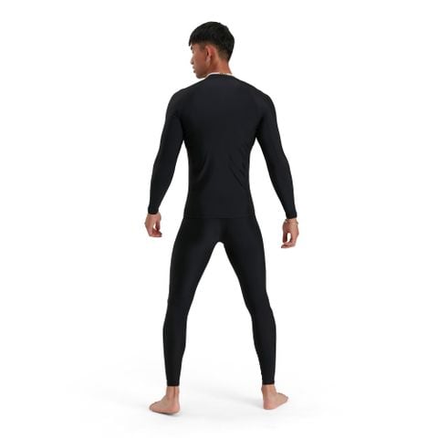 Speedo - Áo bơi tay dài nam Top Am Black White Swimming - 4