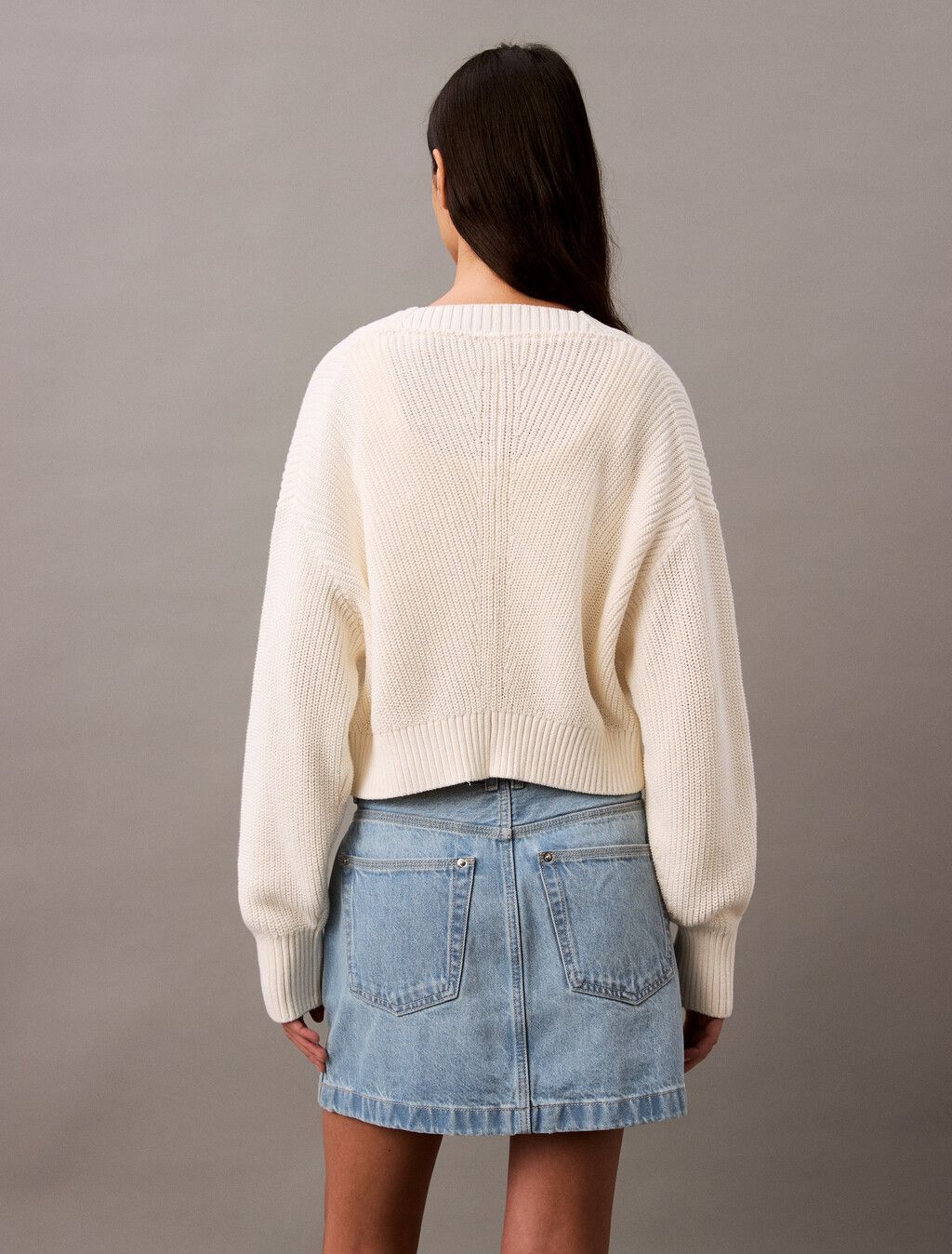 Calvin Klein - Áo khoác len tay dài CK nữ 2 in 1 Cropped Cardigan Set