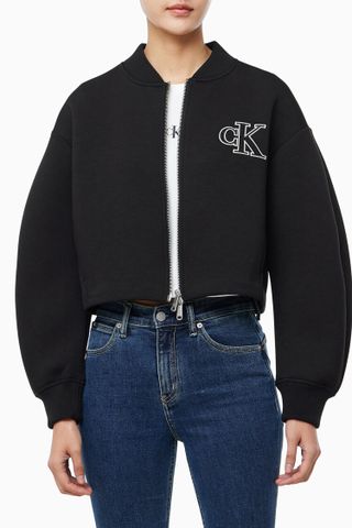 Calvin Klein - Áo khoác ấm CK nữ Oversized Scuba Zip Bomber Jacket