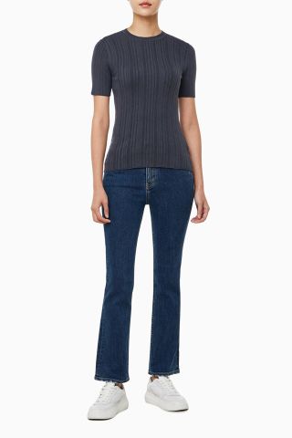 Calvin Klein - Áo tay ngắn thời trang CK nữ Cotton Variegated Rib Crew