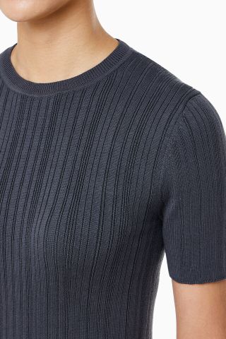 Calvin Klein - Áo tay ngắn thời trang CK nữ Cotton Variegated Rib Crew