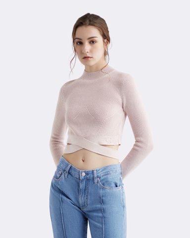 Calvin Klein - Áo len tay dài nữ Premium Capsule Mock Neck Pullover