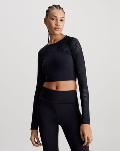 Calvin Klein - Áo tay dài thể thao nữ Long Sleeve Cropped Gym Top