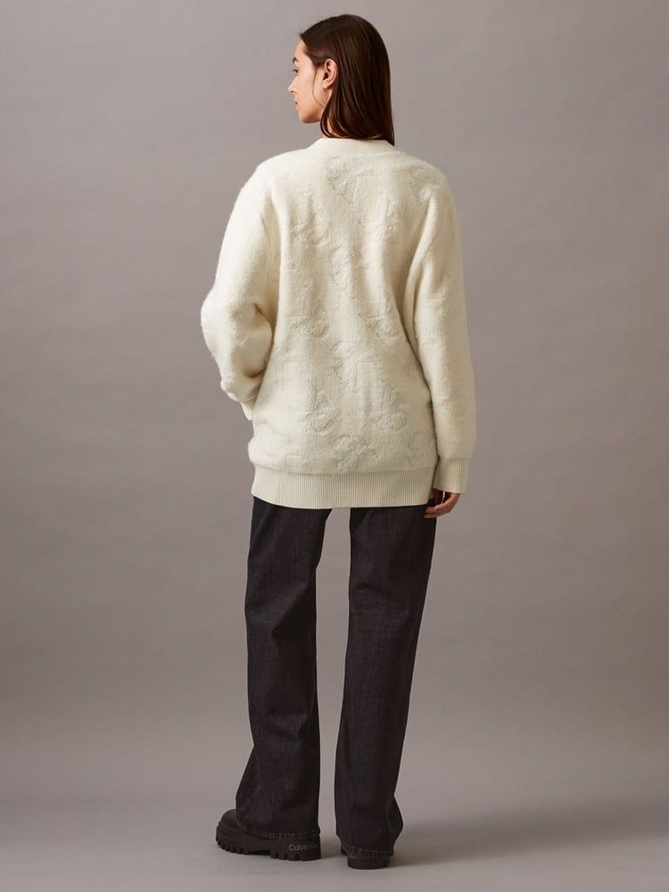 Calvin Klein - Áo khoác len tay dài CK nữ Monogram Roll Neck Jumper Cardigan