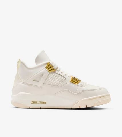 Nike - Giày Thời Trang Thể Thao Nữ Women'S Air Jordan 4 White & Gold