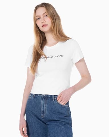 Calvin Klein - Áo tay ngắn nữ Street Style Cotton Short Sleeves Logo T-Shirts