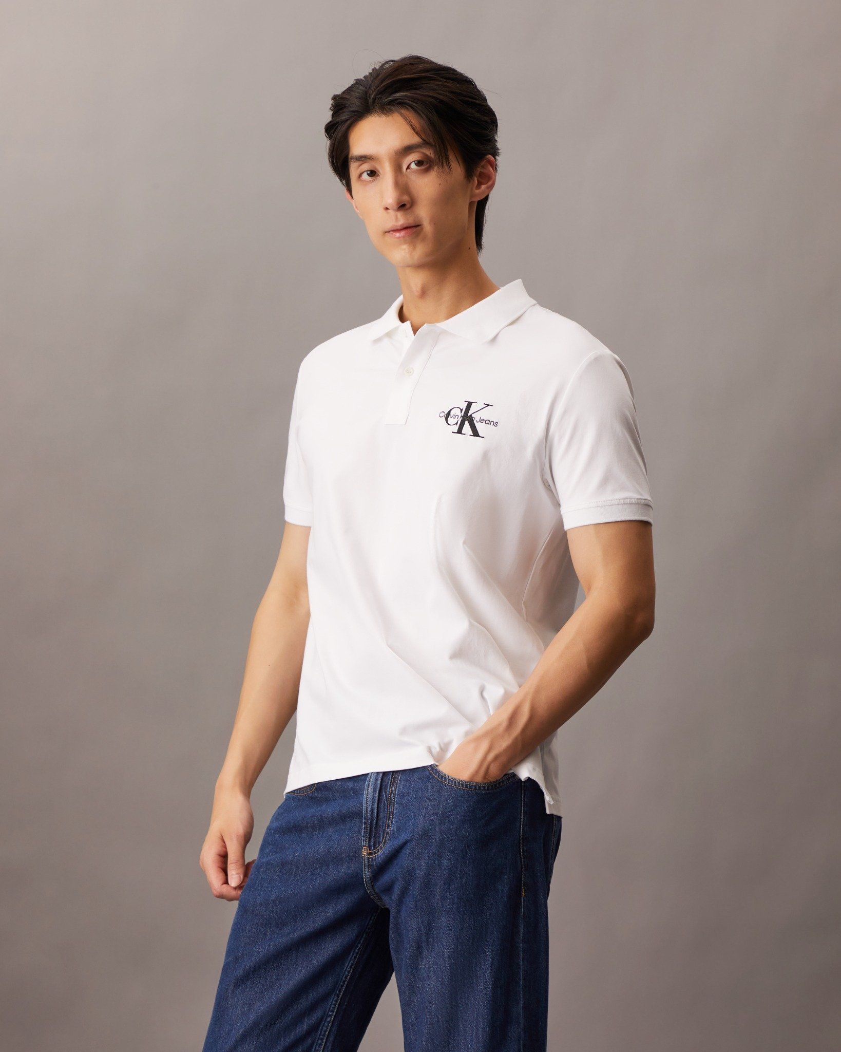 Calvin Klein - Áo polo tay ngắn nam Premium Monologo Polo