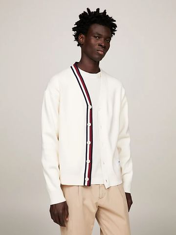 Tommy Hilfiger - Áo khoác len tay dài nam Global Stripe V-Neck Oversized Cardigan