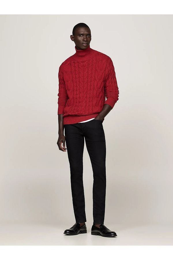 Tommy Hilfiger - Quần jeans dài nam Men's Slim Fit Regular Waist Cotton Black Jeans