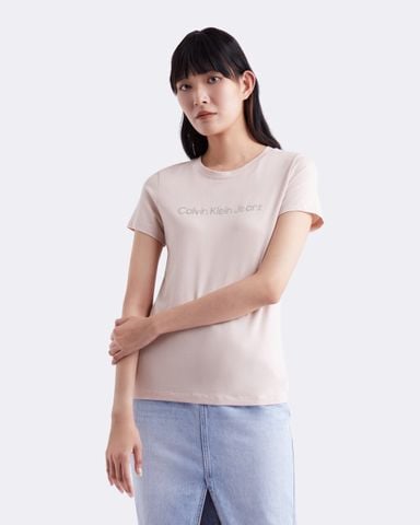 Calvin Klein - Áo thun tay ngắn nữ Shrunken Institutional Slim Tee