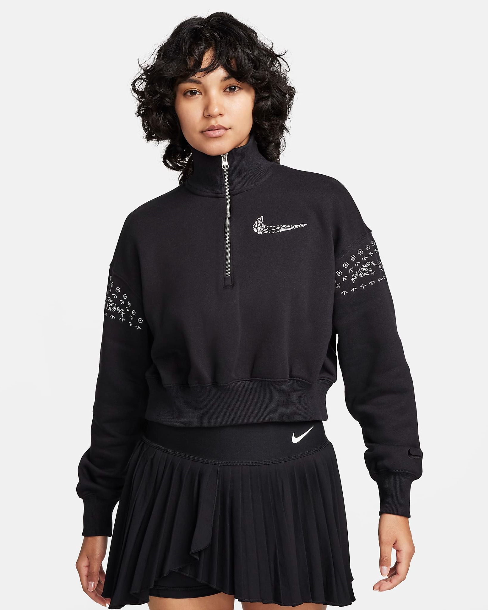 Nike - Áo tay dài Nữ Women's Fleece 1/2-Zip Cropped Sweatshirt